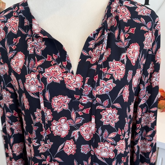 LOFT Floral Blouse in Navy and Red - Picture 3 of 5